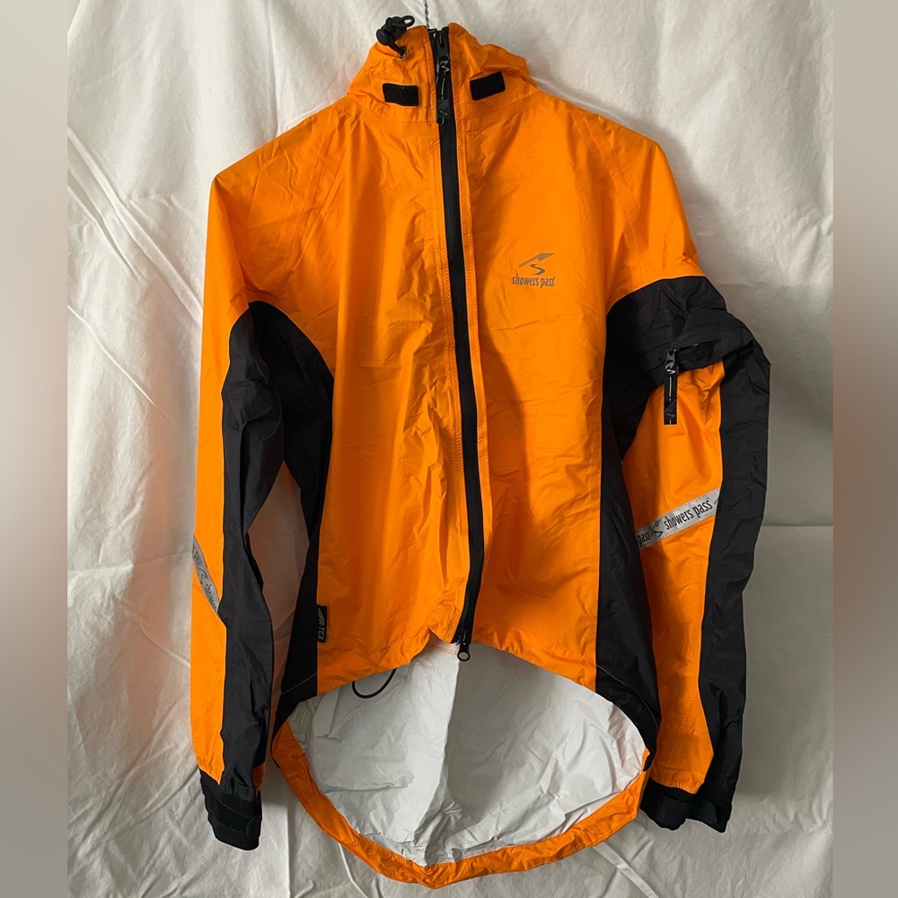 Showers Pass Women’s SM Orange and Black Reflective Cycling Rain Jacket